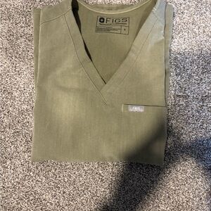 Figs Heather Olive V-Neck Scrub Top